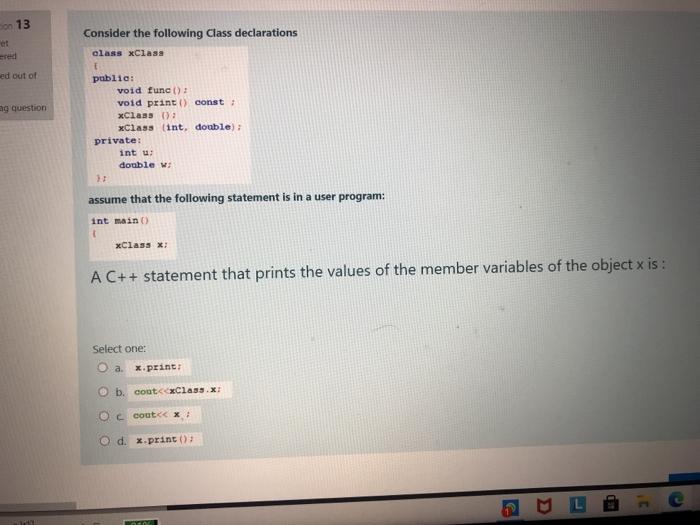  Son 13 et Consider the following Class declarations class xClass ed