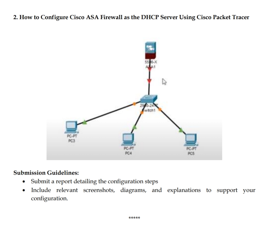  Submission Guidelines: Submit a report detailing the configuration steps Include relevant