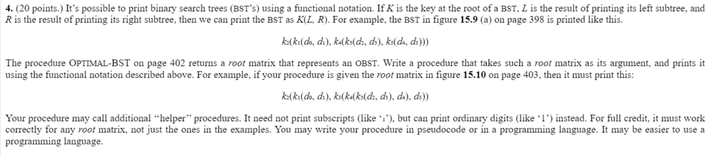 Hash tables and optimal binary search trees 4. (20 points.) It's possible