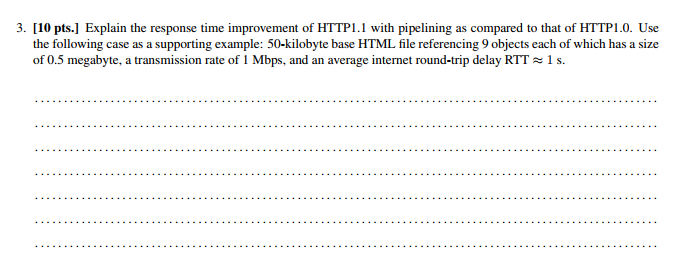 It's a question from computer networking course (Topic: HTTP). Can anyone provide