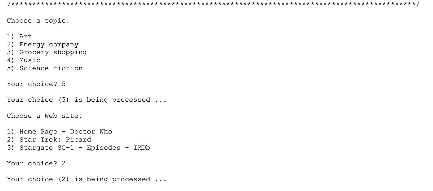 from a list of Web sites stored in a text file. Part