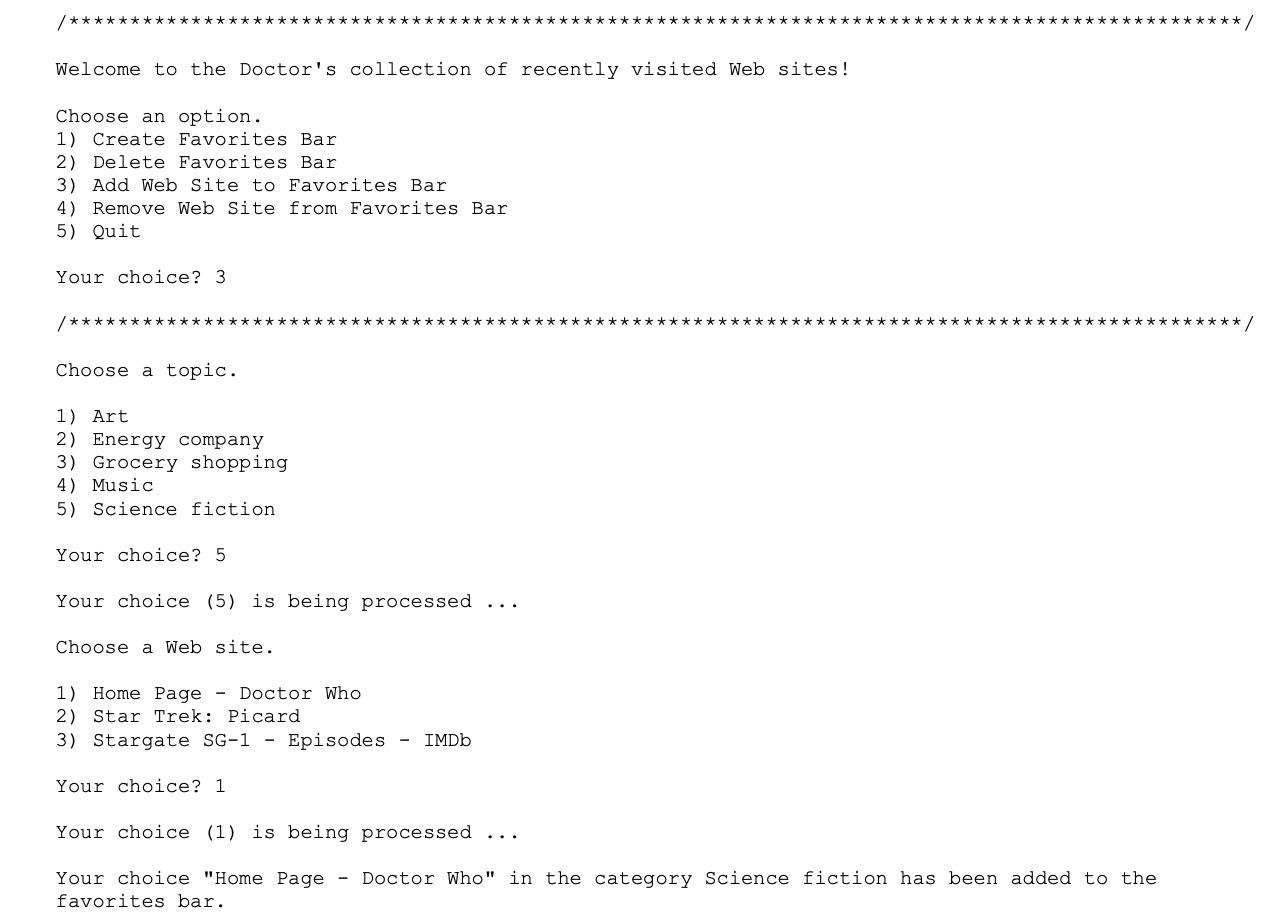 quitting the application. Creating a favorites bar entails creating an empty favorites