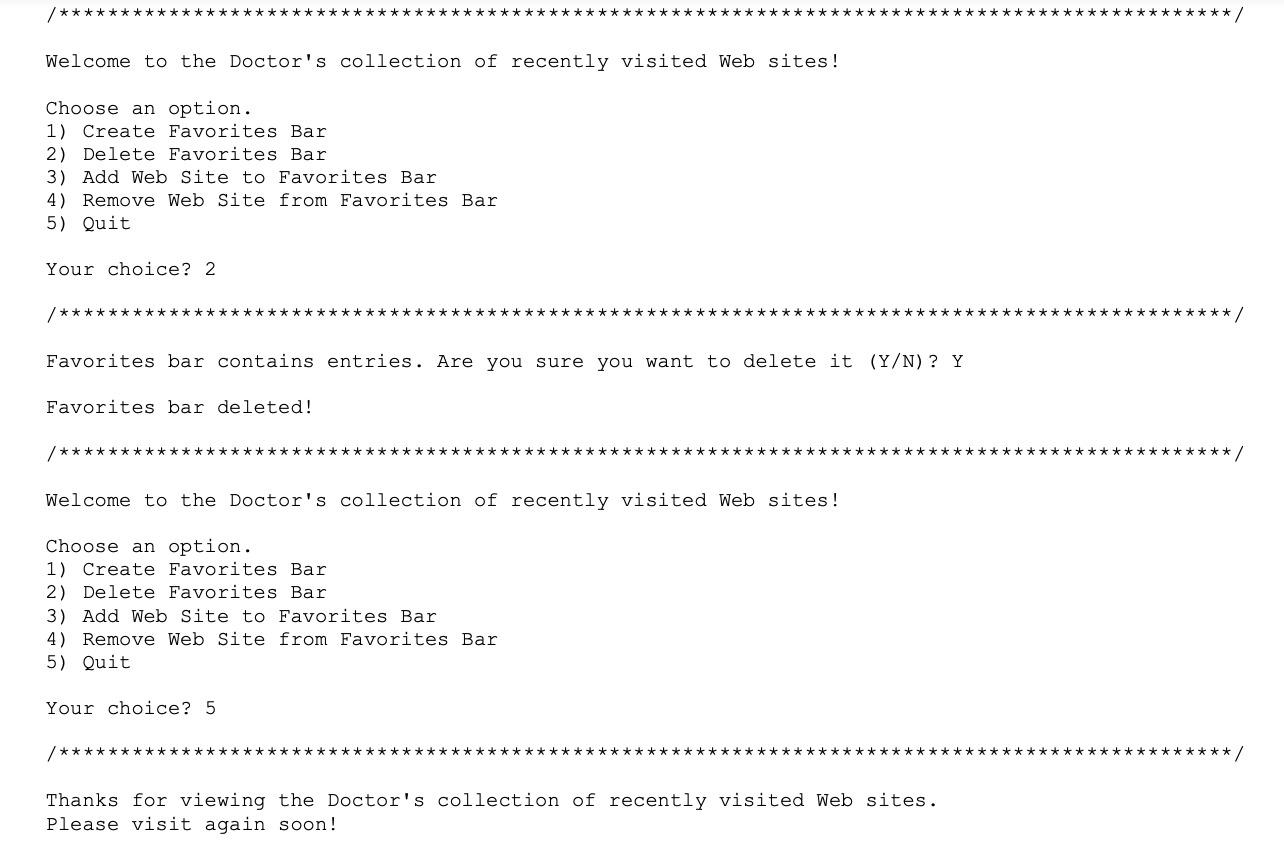 item to remove. Deleting a favorites bar entails simply deleting it (i.e.,