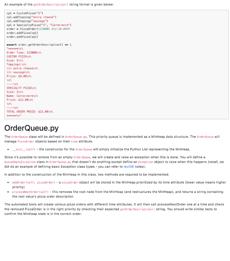 Defines a child class of Pizza. This class should inherit all fields