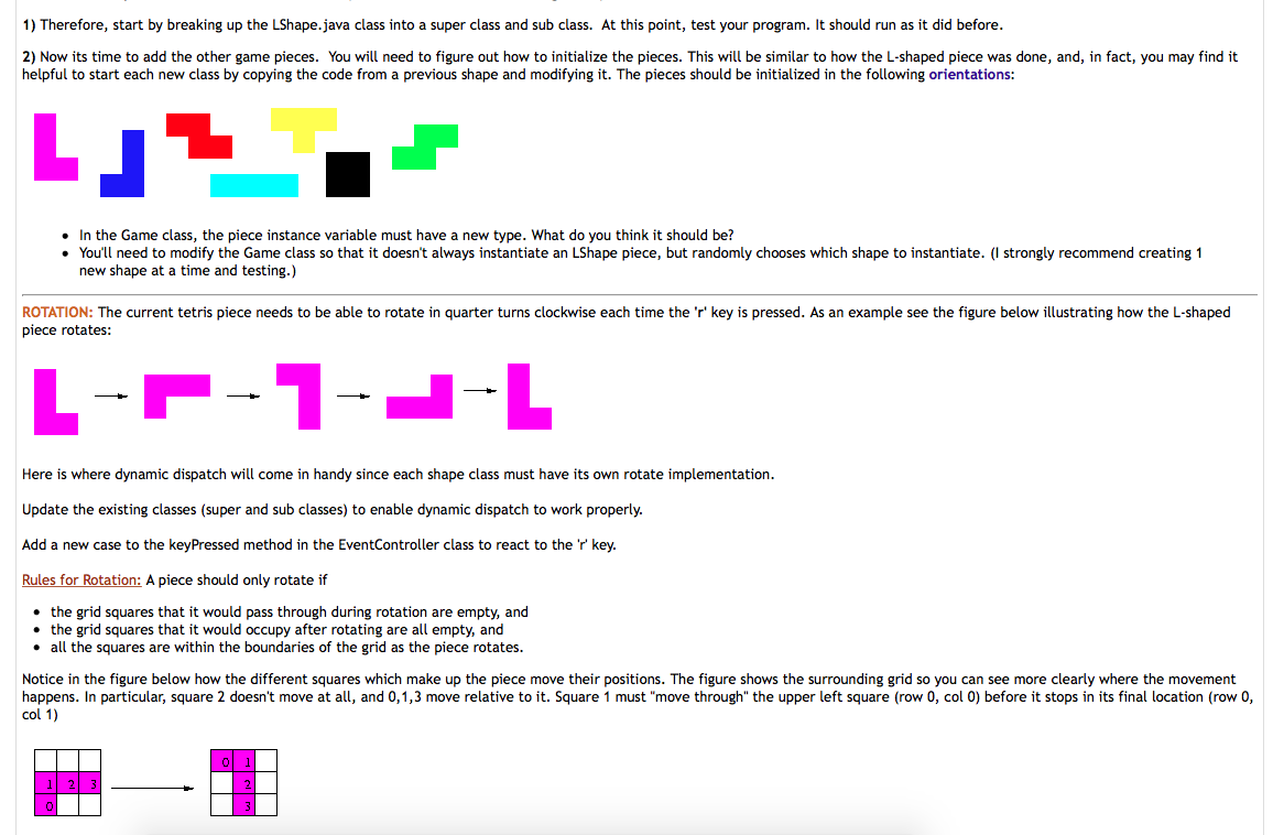for the Tetris Game. User events (key strokes) as well as periodic