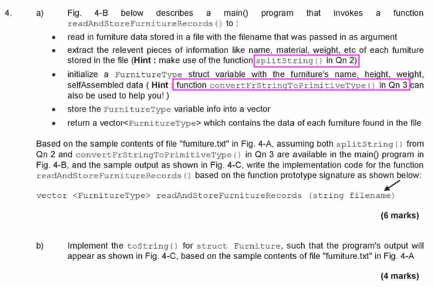  4. a) a a Fig. 4-B below describes main() program that