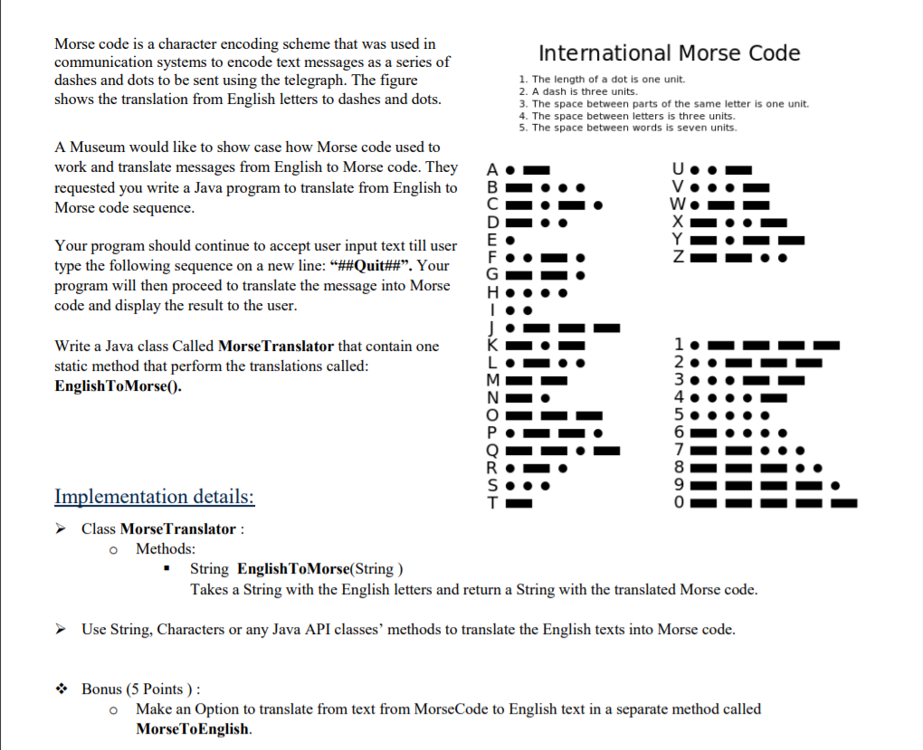  Morse code is a character encoding scheme that was used in