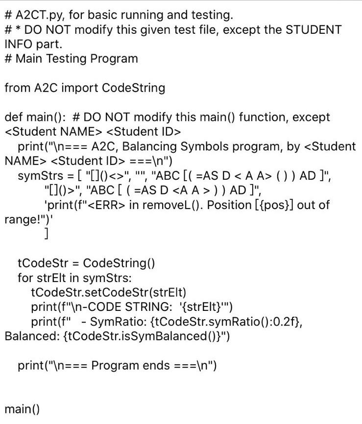 given Python files. o O O O Program for Code Strings with