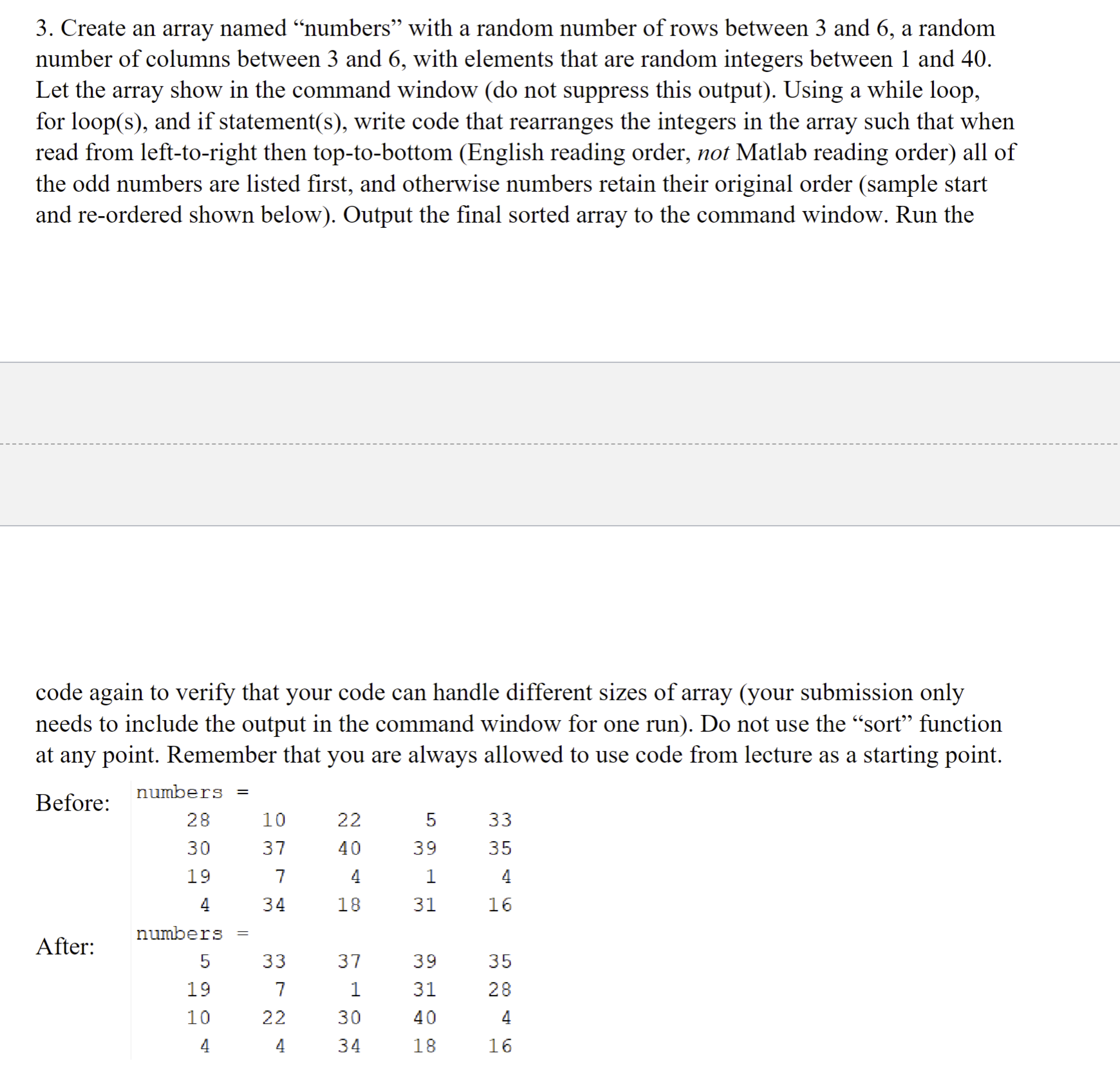 3. Create an array named numbers with a random number of