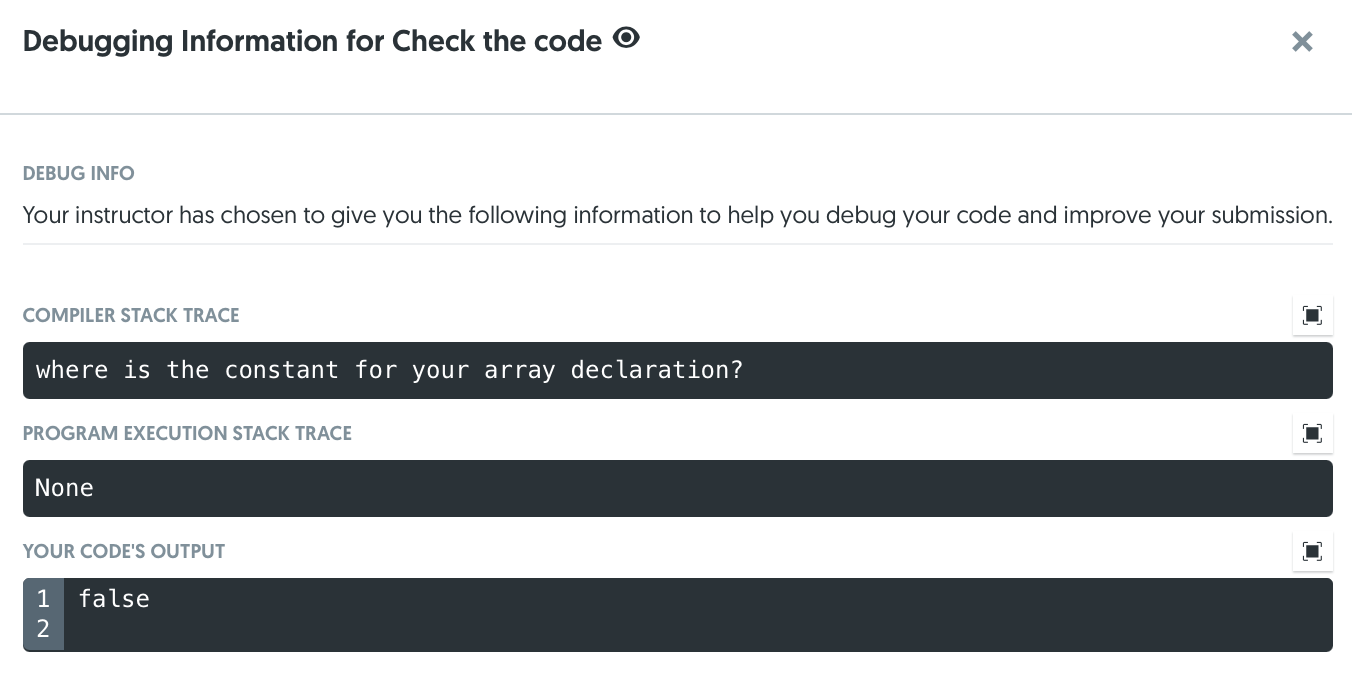 an array. Here is my code and I fail the test case