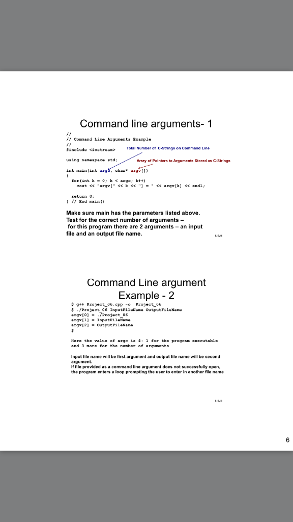 output file. The program is to test for the correct number of