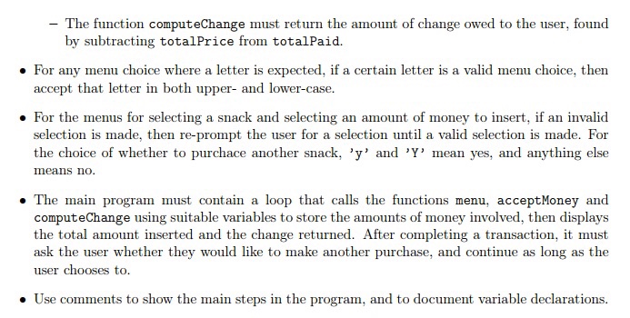 will contain the following items, shown with the label used to select