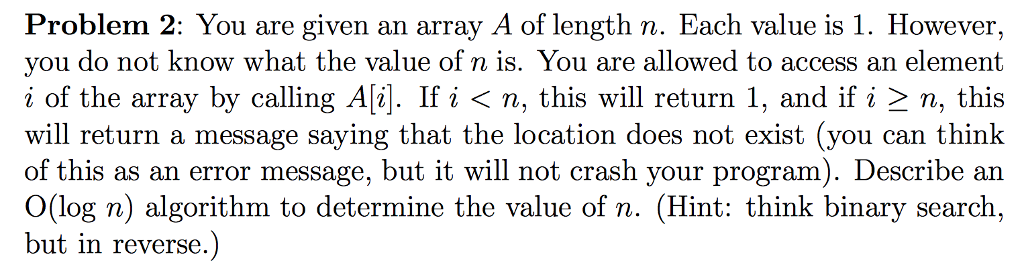 Problem 2: You are given an array A of length n.
