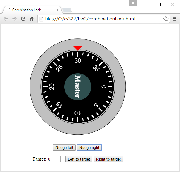 locks dial to turn one position left (counter-clockwise) or one position right