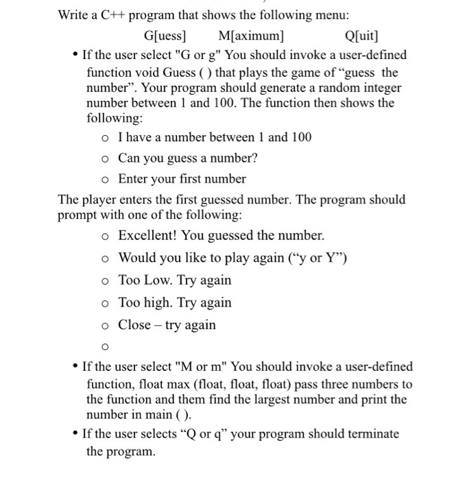  Write using codes only in C++ Write a C++ program that