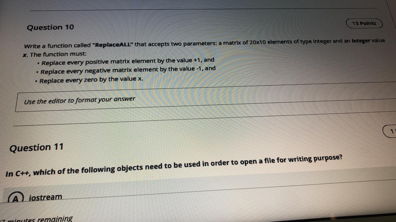 C++ please, Direct answer without comment, Only function 13 Points Question 10
