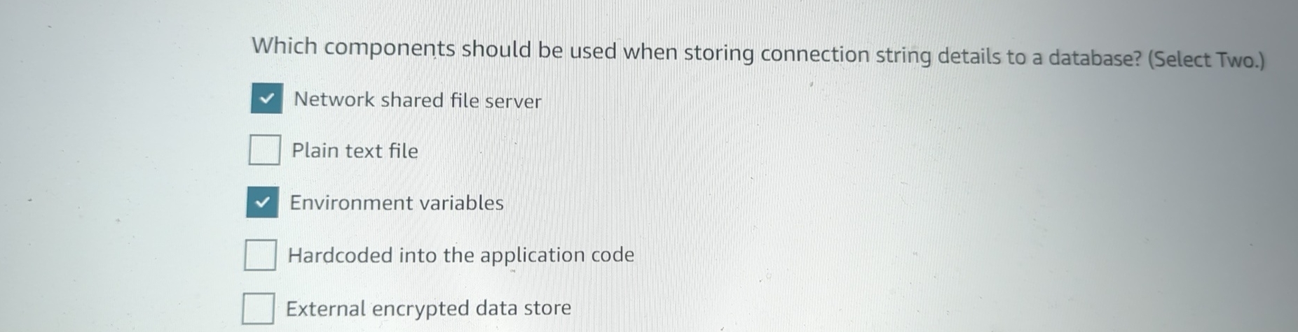  Which components should be used when storing connection string details to