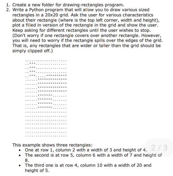  1. Create a new folder for drawing-rectangles program. 2. Write a