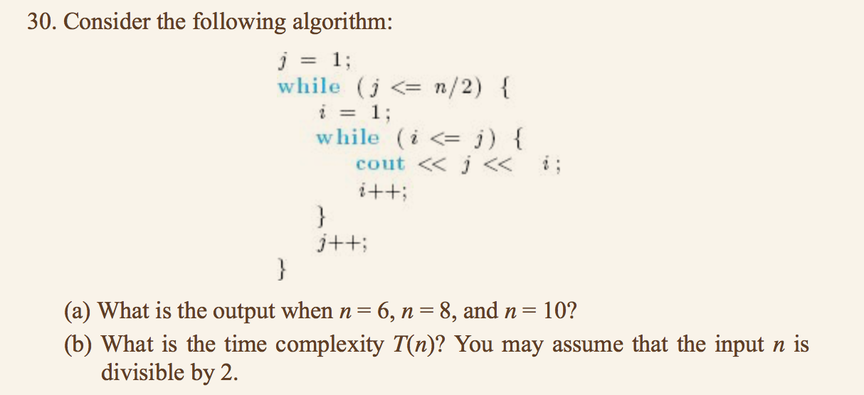  Consider the following algorithm: j = i; What is the output