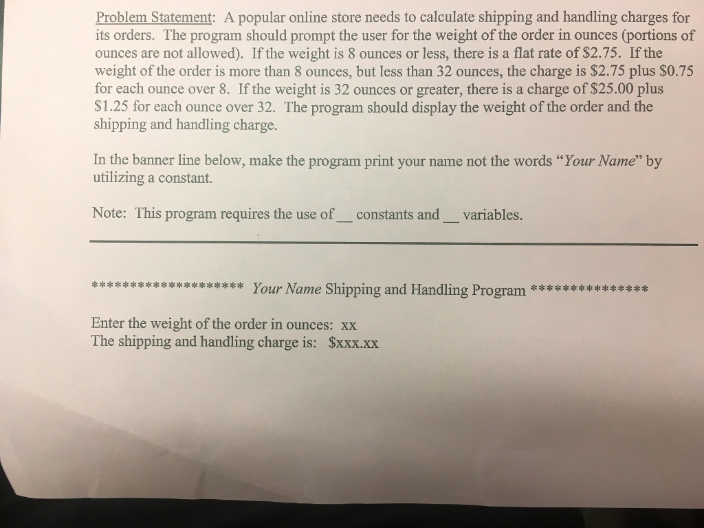 Write the Pseudocode and the C++ Program of the statement above using