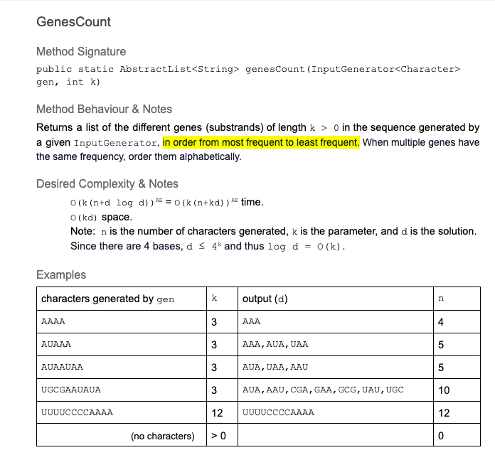  GenesCount / Do not add any imports. //(You shouldn't need any,