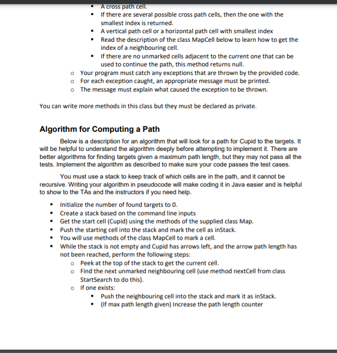 This class will have the following private instance variable o Map targetMap;