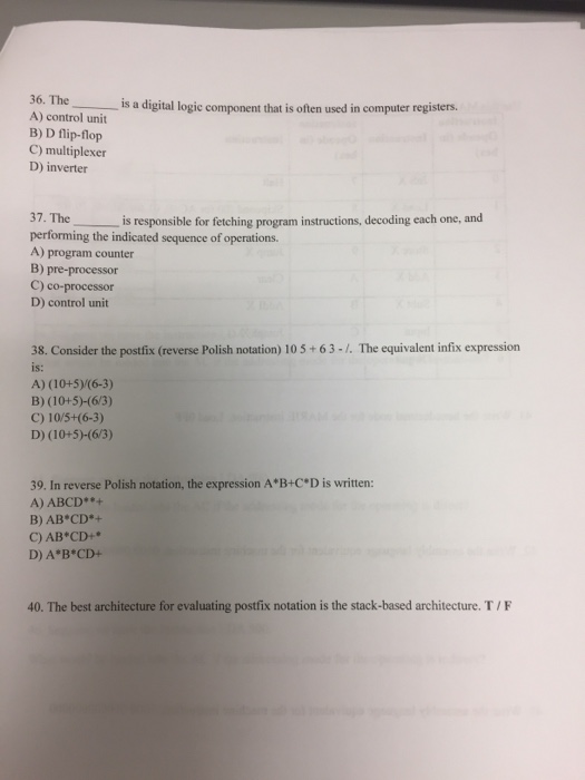 36. Theis A) control unit B) D flip-flop C) multiplexer D)