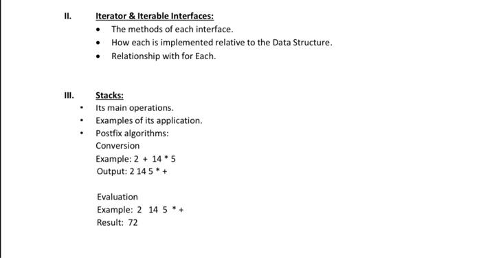  II. Iterator & Iterable Interfaces: The methods of each interface. How