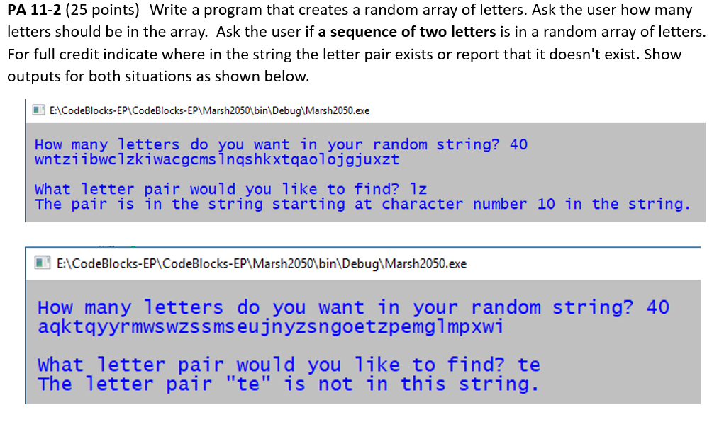 Programming language is C++ PA 11-2 (25 points) Write a program that