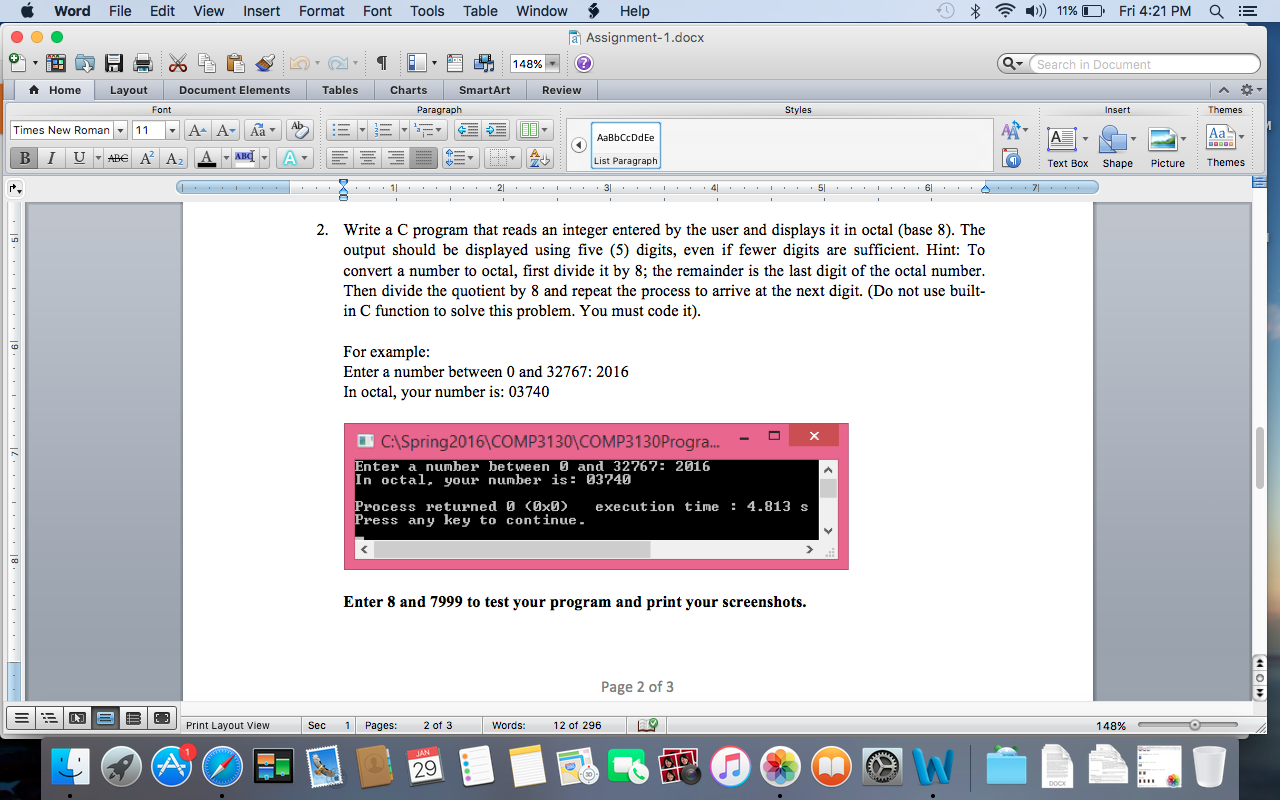  Write a C program that reads an integer entered by the