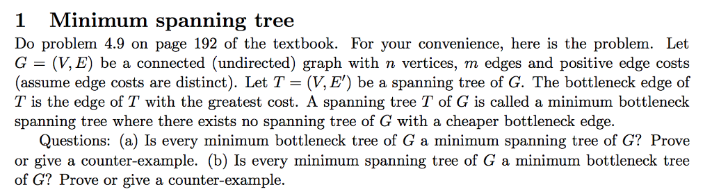 Algorithms and Complexity problem Minimum spanning tree Do problem 4.9 on page