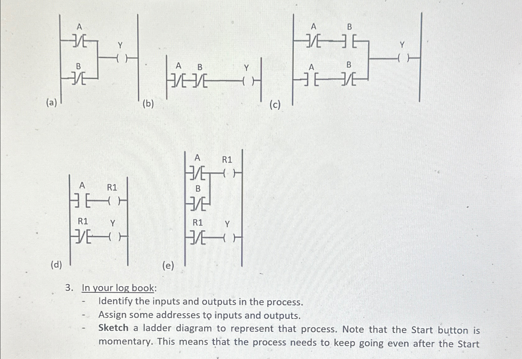  (a) (b) (c) 3. In your log book: Identify the inputs