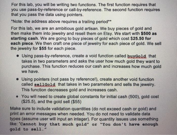  For this lab, you will be writing two functions. The first