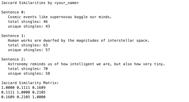 and strings to determine which two sentences out of a collection of