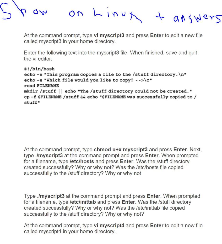 sh row on Linux & answers + At the command prompt,