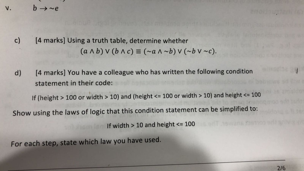  please help me for c and d v. b?~e [4 marks]