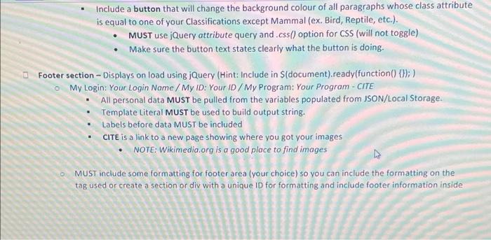 files/folders). You will need to include: index.html 6 Links: Link to jquery.js