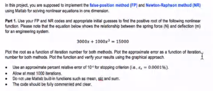 undefined In this project, you are supposed to implement the false-position method