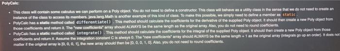  please code PolyCalc in java please. i have provided the other