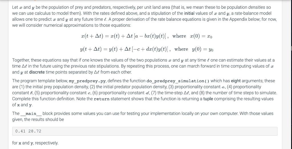 which has eight arguments; these are (1) the initial prey population density