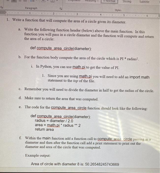  when I run this program, it states 'diameter' is not defined.