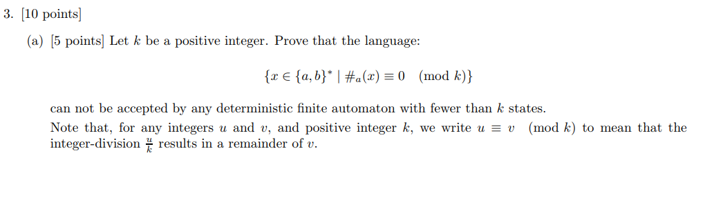  3 [10 points (a) 5 points] Let k be a positive