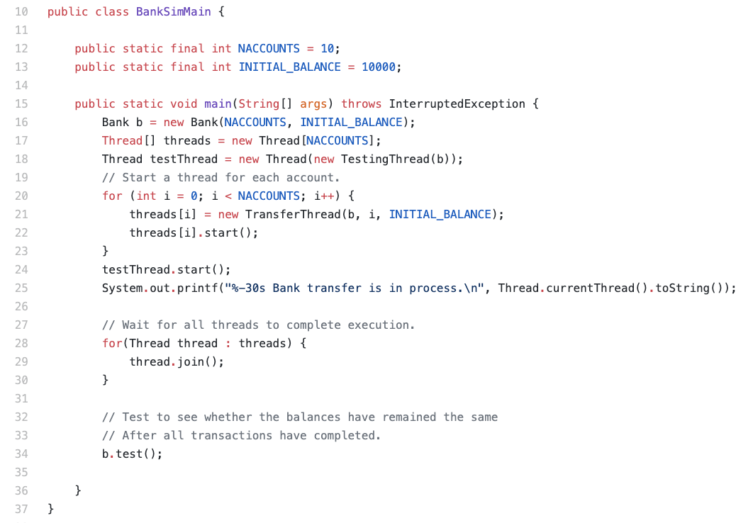 threads? 10 public class Account { 11 12 private volatile int balance;