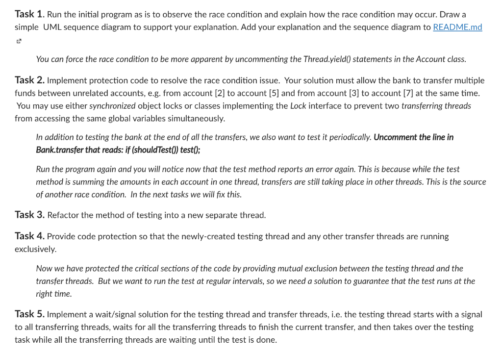 20 public synchronized int getBalance() { return balance; } 21 22 23