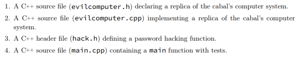 function declared in hack.h, so that hack.cpp and the provided files compile