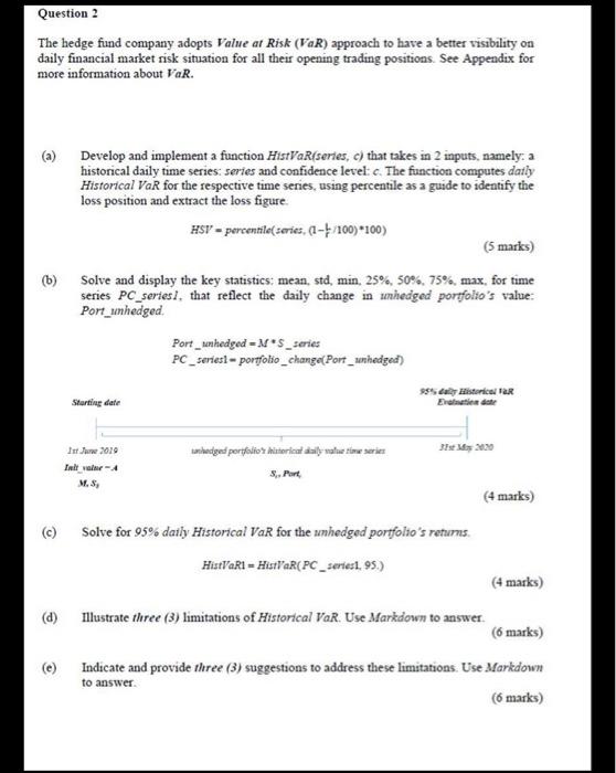 company adopts Valne al Risk (Par) approach to have a better visibility