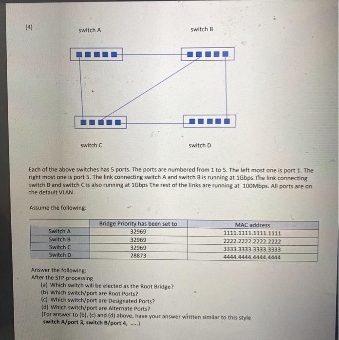  (4) switch A switch B switch switch D Each of the