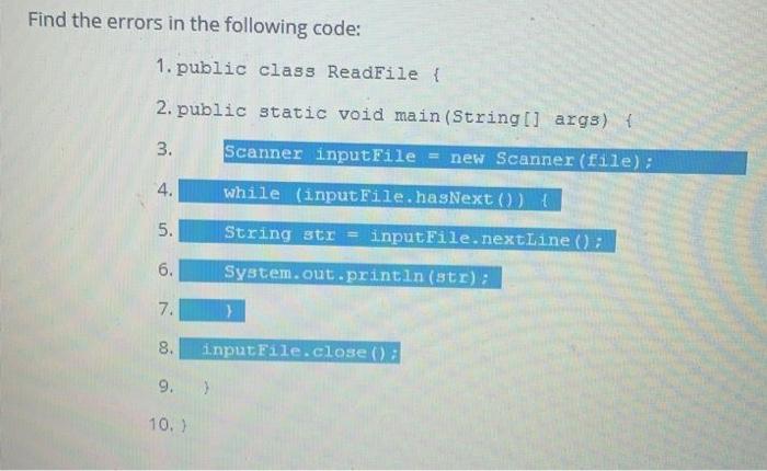 in java Please be quick Find the errors in the following code: