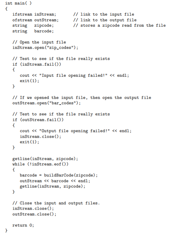 code, such as in the examples above. The zip codes will be