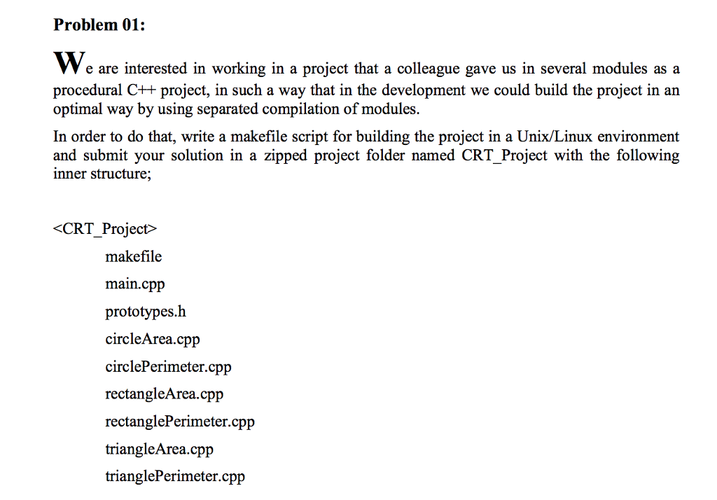 Programming in Unix/Linux Environment CODE PROVIDED: circleArea.cpp #include "prototypes.h" #include const float